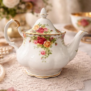 Large Royal Albert Old Country Roses Teapot Early 1962 Backstamp Vintage Bone China