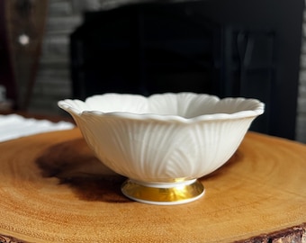 Antique Lenox Porcelain Compote: Hand-painted Floral Candy Bowl