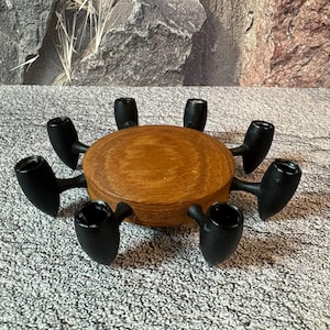 Mid Century Digsmed Denmark Teak Taper Candle Holder | Danish Modern 8-Arm Sputnik Style
