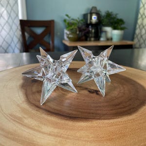 ローゼンタール ヴィンテージ クリスタル スター キャンドルホルダー ペア | エレガントなガラス テーパーホルダー