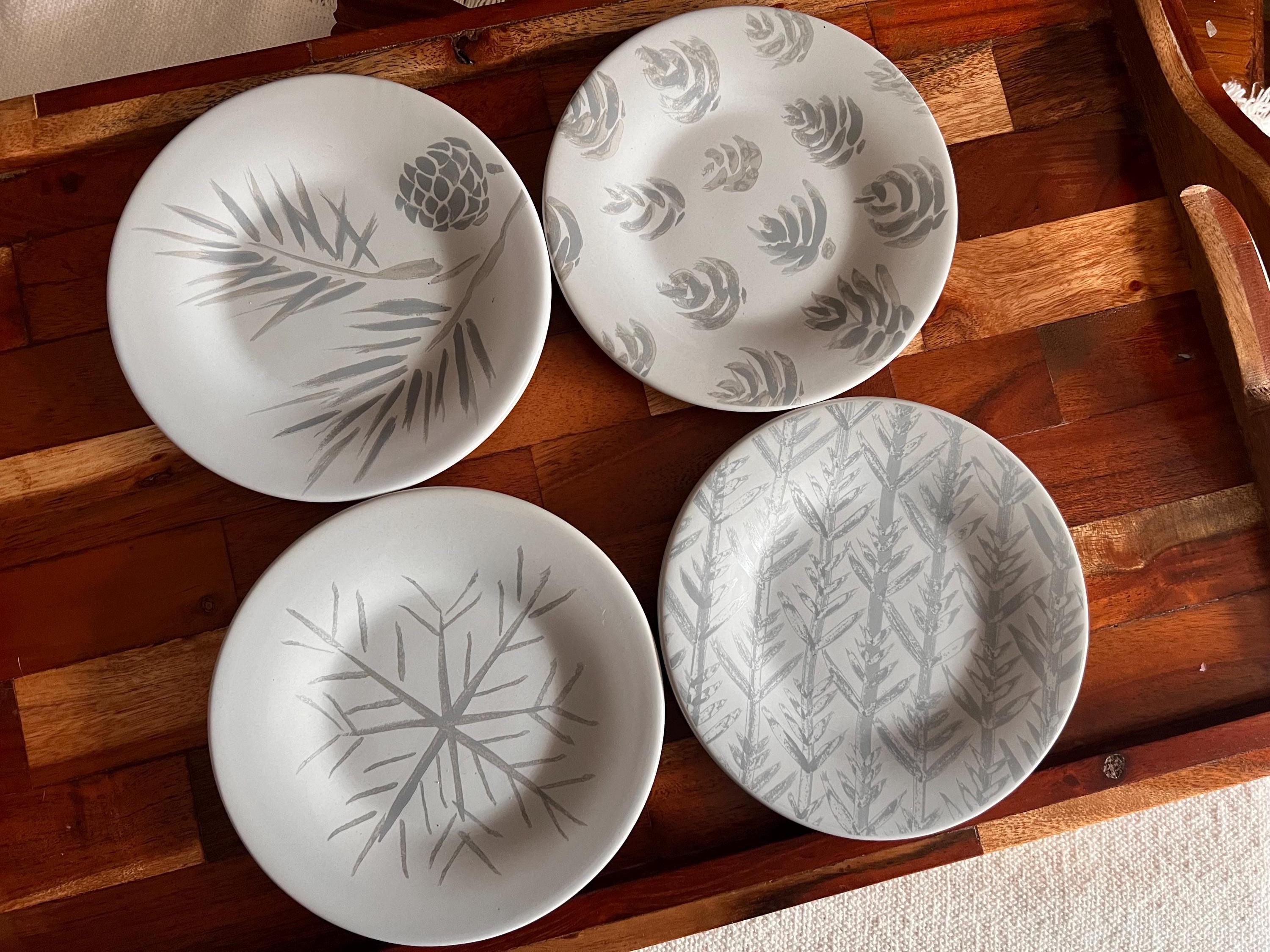 Lenox Alpine Tidbit Plates Set | Rustic Stoneware Winter Snowflake ...