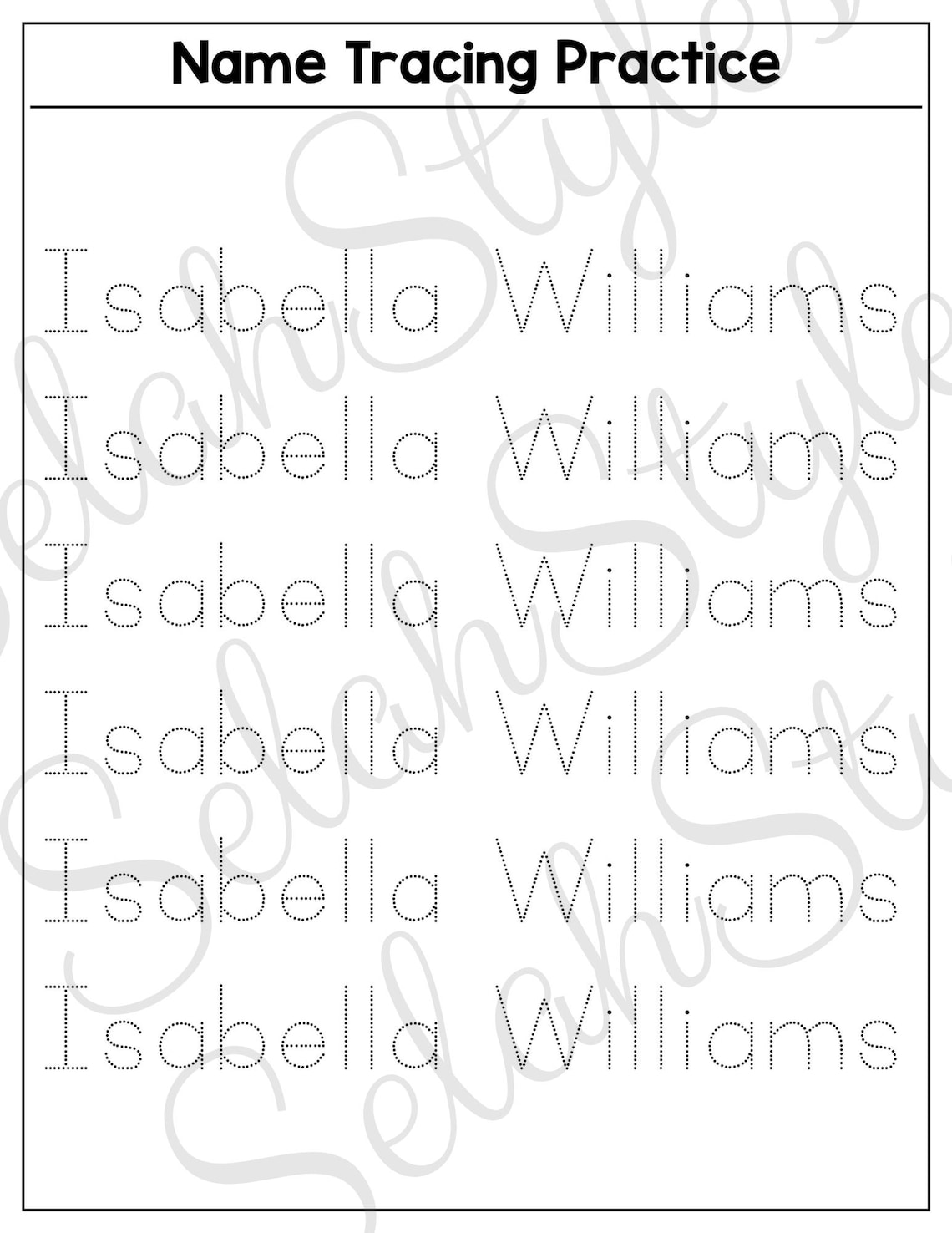 Custom Name Tracing Worksheet - Etsy