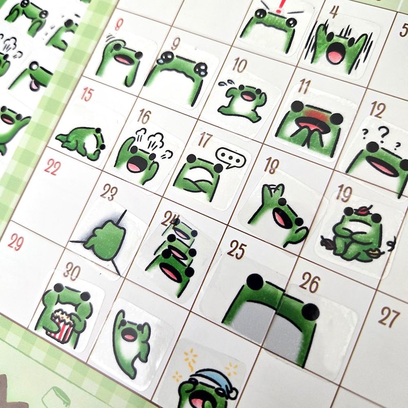 Emotional Frog Stickers - Emotion and Routine Stickers for Journals/Planners - Handmade in USA - Kawaii Stickers - Cute Planner Stickers image 1