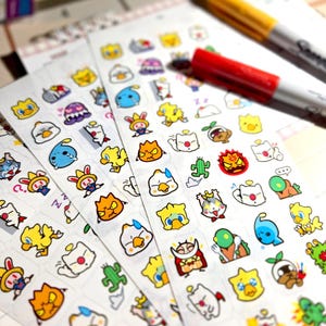Final Fantasy Stickers - Emotion and Routine Stickers for Journals/Planners -  Chocobo, Moogle, Tonberry, Cactuar, Bomb, Cait Sith