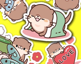 Cute Baby Otter Sticker Set for Journals/Planners - Cute Reward Chart Stickers - Handmade in USA