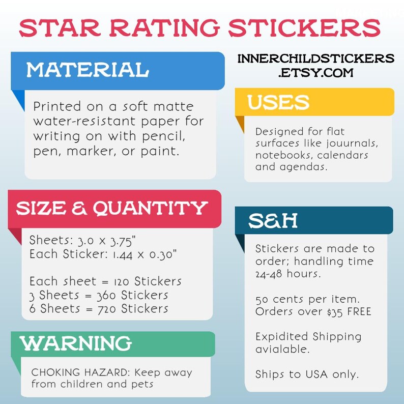 360 Star Rating Stickers - Movies, Books, Moods, Experience Tracking ...