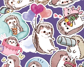 Cute Hedgehog Stickers for Journals/Planners - Kawaii Stickers for Rewards/Grading - Scrapbooking Stickers - Kawaii Hedgehog