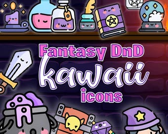Digitale Fantasy Icons - Grafiken für DnD, süße Kartenspiel-Design-Elemente, zum Selbermachen RPG, Fantasy Adventure Goodnotes Aufkleber