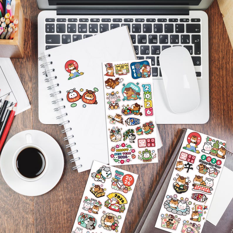 Year of the Horse Lunar New Year Stickers - 3 SHEETS - Cute Horses Red ...