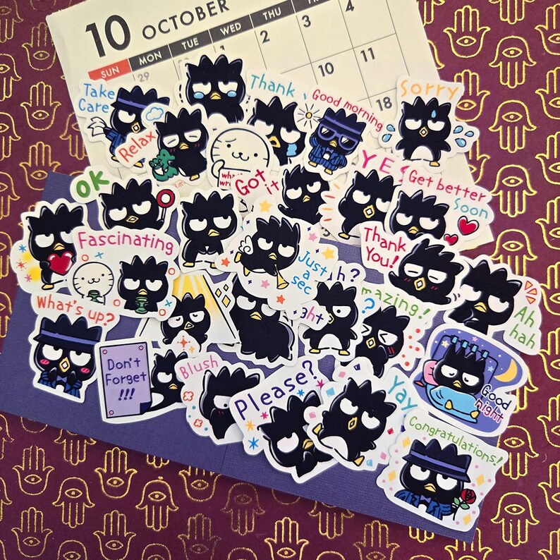 Moody Penguin Stickers for Journals/Planners - Sanrio Fanart Stickers for Planners, Scrapbooking, Reward Chart - Bad Badtz-Maru image 3