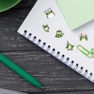 Emotional Frog Stickers - Emotion and Routine Stickers for Journals/Planners - Handmade in USA - Kawaii Stickers - Cute Planner Stickers image 6