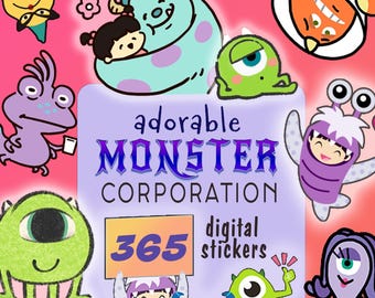 Monsters, Inc. Digital Stickers for Goodnotes, Digital journals, Scrapbooking - PNG Files