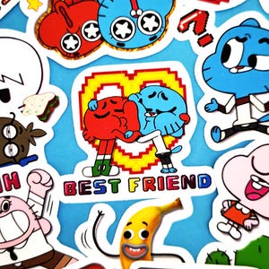 Amazing World of Gumball Sticker Set for Journals/Planners - Handmade in USA - Cartoon Stickers for Planners and Journaling