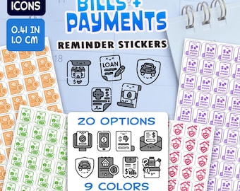 336 BILLS and Payments Reminder Stickers for Agenda, Planner, Hobonichi