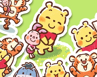 Cute Winnie the Pooh Sticker Set for Journals/Planners - Tigger, Piglet, Eeyore Stickers - Handmade in USA