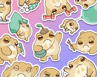 48 Grumpy Rain Frog Stickers for Journals, Planners, Calendars, and Rewards