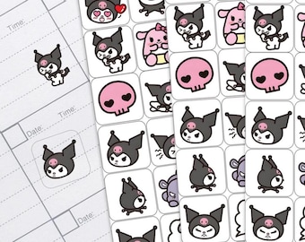 Kuromi Emoji Stickers for Diary, Journal and Planners, Reward Charts and Decorating - 3 Sheets