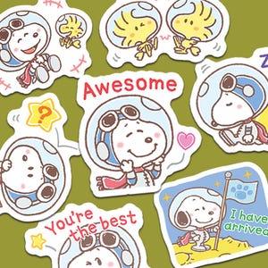 Snoopy in Space Stickers for Journals and Planners, Snoopy and Woodstock Stickers, Reward Stickers, Feeling and Emotion Tracking -USA