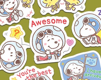 24 Snoops in Space Stickers for Journals and Planners, Rewards, Feeling and Emotion Stickers