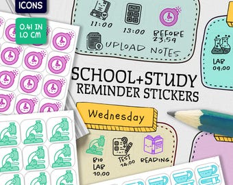 336 School Planner Stickers for Agendas, School Year Stickers, School Calendar, Hobonichi, Study Stickers