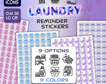 336 Laundry Chore Reminder Stickers for Planners Agendas, Hobonichi