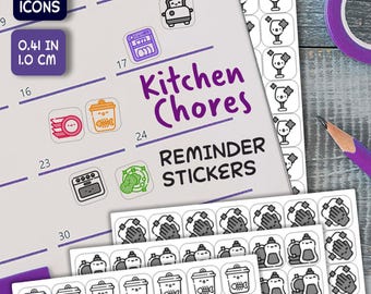 336 Kitchen Chores Reminder Stickers for Agendas, Planners, Hobonichi, Calendars, Task Charts