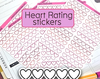 360 Heart Rating Stickers - Movies, Books, Moods, Experience Tracking - Journaling Stickers