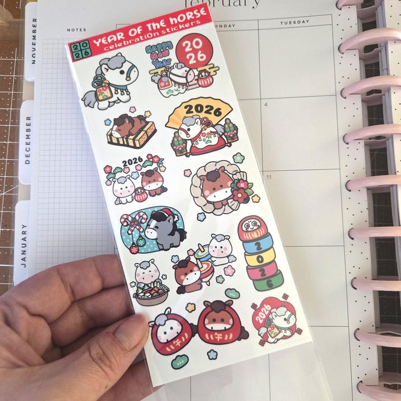 Year of the Horse Lunar New Year Stickers - 3 SHEETS - Cute Horses Red ...