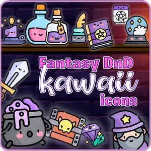 Icone fantasy digitali - Grafica per D&D, graziosi elementi di design per giochi di carte, crea il tuo gioco di ruolo, adesivi Goodnotes per avventure fantasy