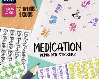 336 MEDICATION Reminder Stickers for Planners, Agendas, Hobonichi, and Calendar