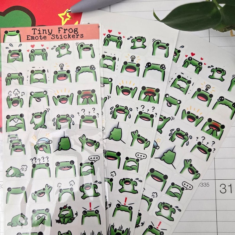 Emotional Frog Stickers - Emotion and Routine Stickers for Journals/Planners - Handmade in USA - Kawaii Stickers - Cute Planner Stickers image 2