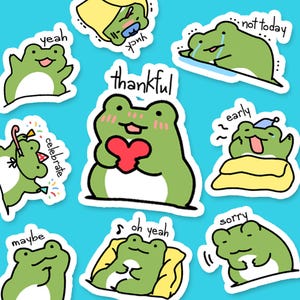 Cute Emotional Frog Sticker Set for Journals/Planners - Handmade in USA