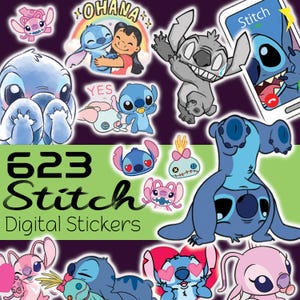 Digitale Stitch-stickers - Disney's Stitch - Afdrukbare stickers - PNG-bestanden - Lilo n Stitch Goodnotes-stickercollectie