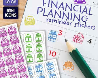 336 Finance & Budgeting Agenda Stickers - Planning Icon Reminder Stickers