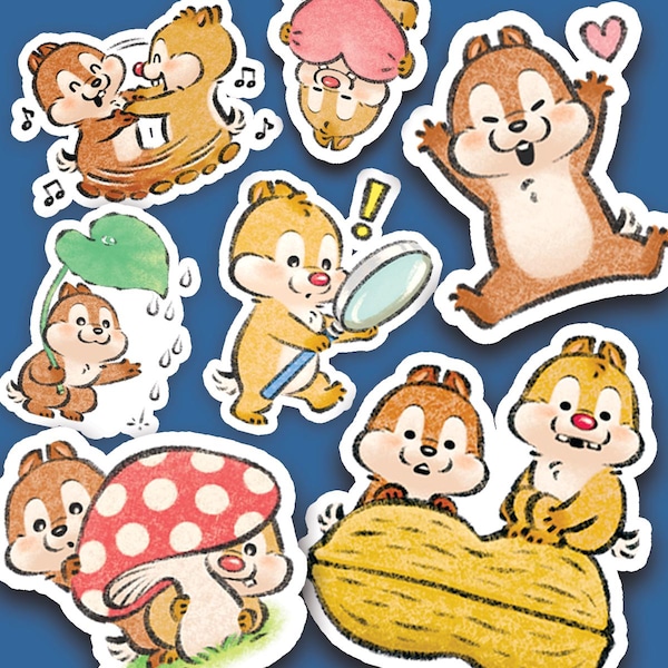 Cute Chip 'n Dale Sticker Set for Journals/Planners - Disney Planner Stickers - Emotion Stickers