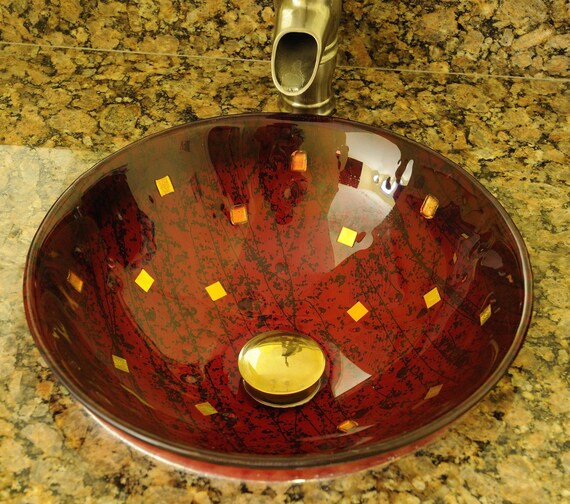 Items similar to Glass Sink Rich Red on Etsy