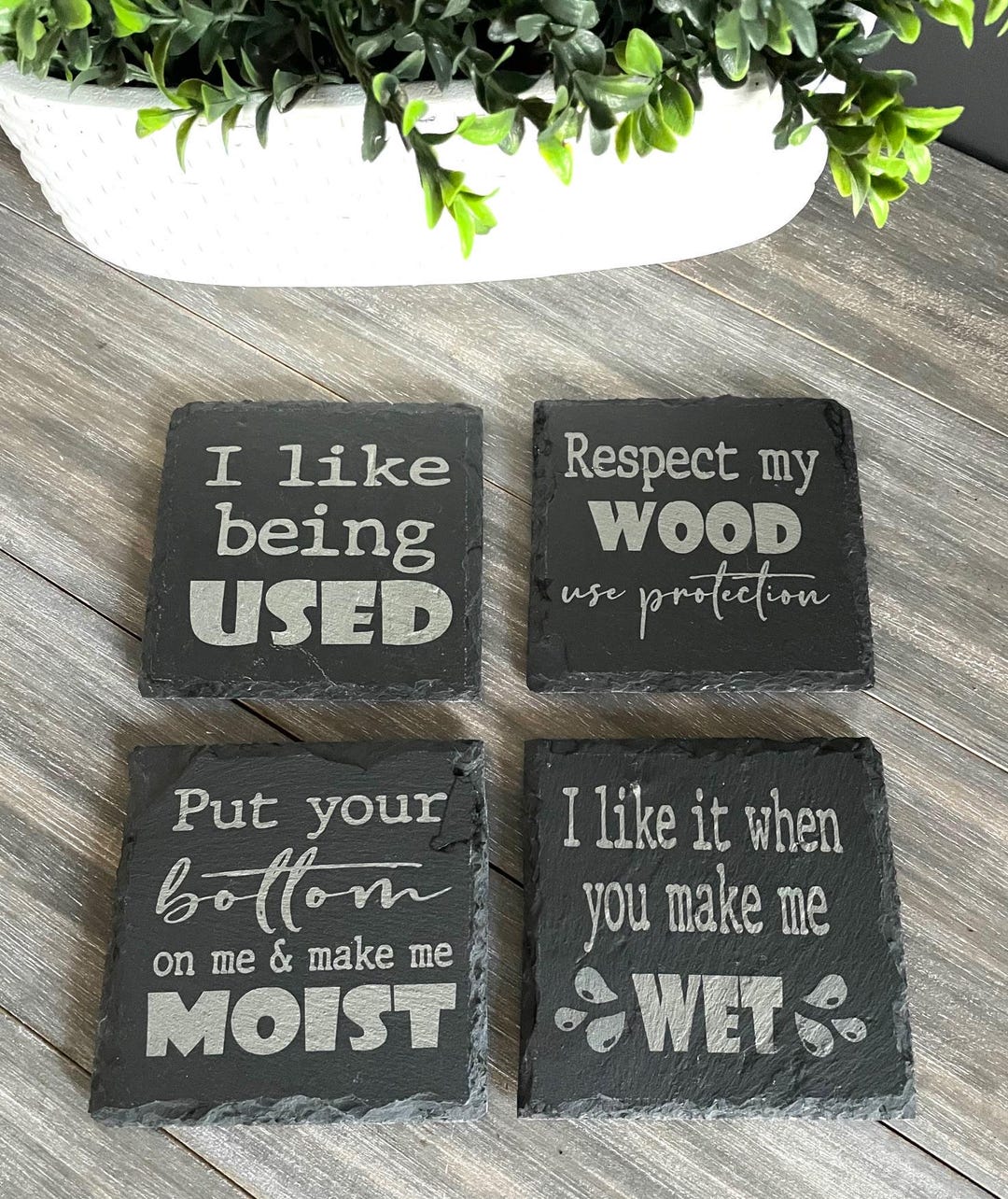 Rude and Funny Slate Coasters Set #2 - Etsy