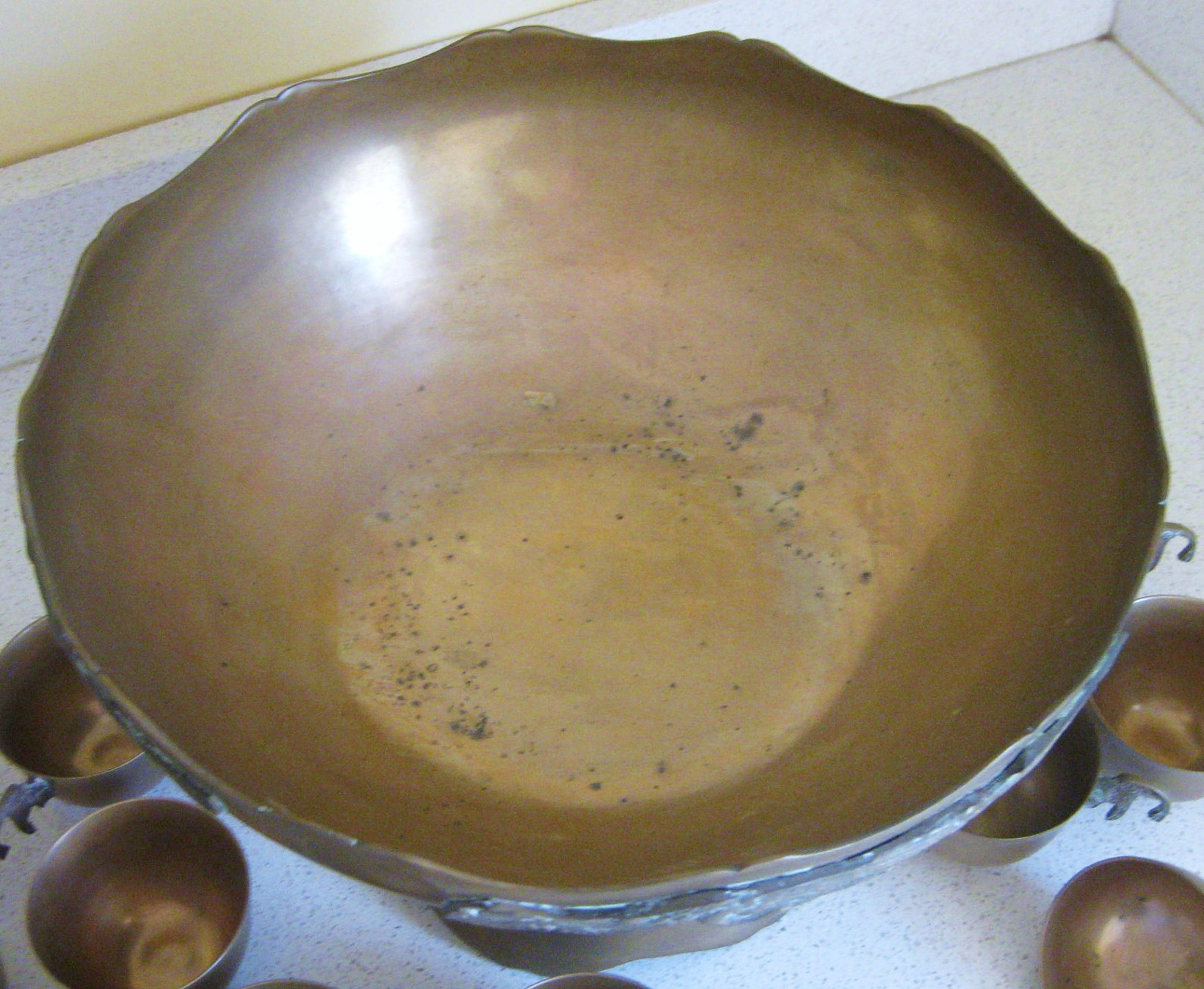 Vintage Indian Brass Punch Bowl Set Etsy