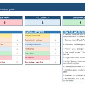 Sales Follow Up Tracker Excel Template | Client Call Log & Email Follow Up List | CRM Alternative Spreadsheet | Pipeline Dashboard
