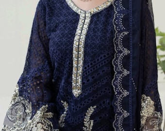 Embroidered Chiffon Suit | Luxury 3PC Party Wear