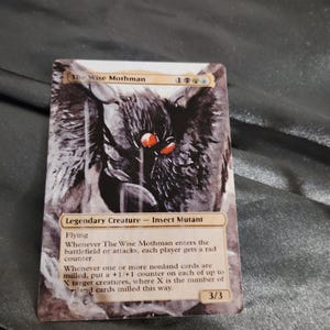 The wise mothman fan art card, full art alter made by hand upon order