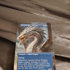 Ancient silver dragon fan art card, full art alter made by hand upon order