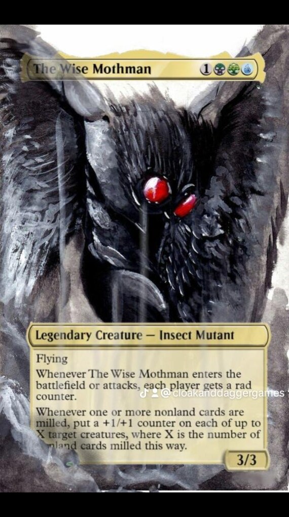 The Wise Mothman Fan Art Card, Full Art Alter Made by Hand Upon Order - Etsy