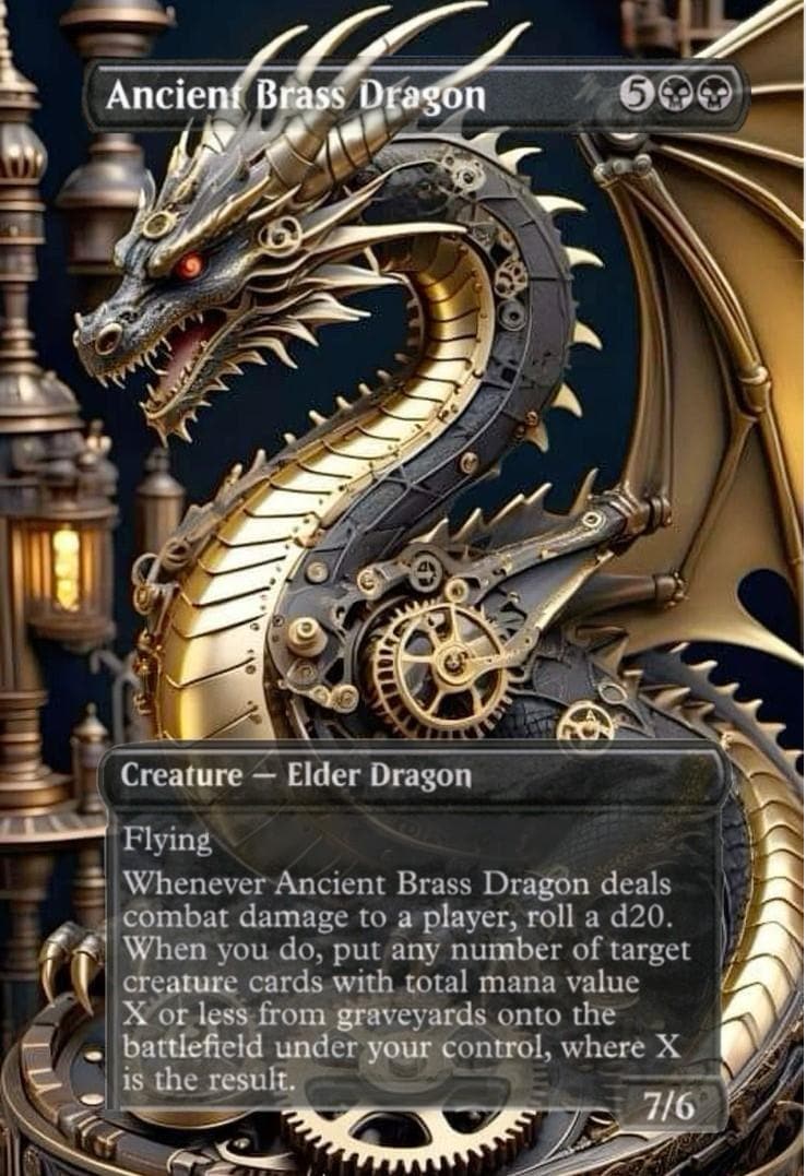 Ancient Brass Dragon Fan Art, Full Art Alter Made by Hand Upon Order - Etsy