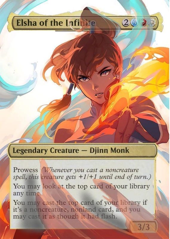 mtg fan art cards Elsha of the Infinite Full Art Alter Made by Hand Upon Order Custom Magic the Gathering Fan