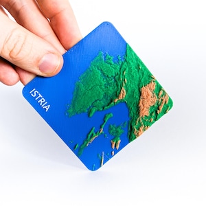 Carte du relief 3D de l'Istrie, Croatie - Souvenir de bureau, cadeau de voyage