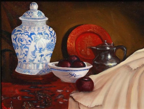 Blue Vase Giclee Print on Fine Art Paper Canvas or Wood by Brenda Salyers by Brenda Salyers