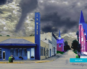 West Broadway Street Winchester Kentucky Fine Art Giclee Print on Paper Canvas or Wood by Brenda Salyers by Brenda Salyers