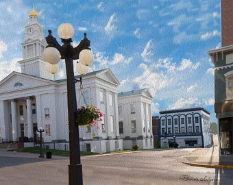 Clark County Courthouse New Dome Winchester Kentucky Fine Art Giclee Print on Paper Canvas or Wood by Brenda Salyers by Brenda Salyers