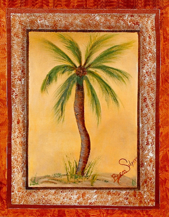Palm Tree, Giclee Print on Fine Art Paper Canvas or Wood by Brenda Salyers by Brenda Salyers